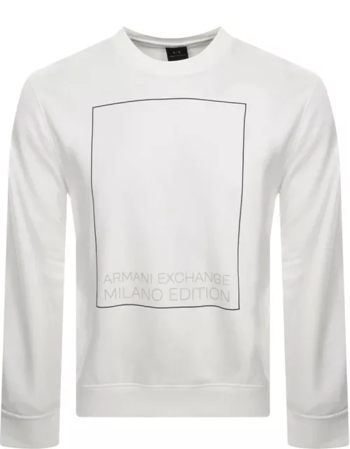 Armani Exchange Crew Neck Logo Sweatshirt White