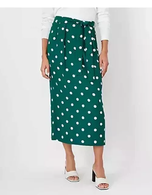 Ann Taylor Dotted Tie Waist Pleated Midi Skirt
