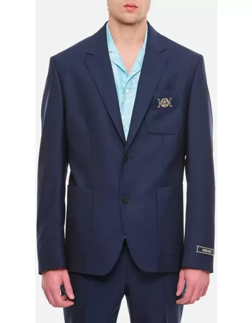 Versace Formal Jacket Wool Canvas Fabric Blue