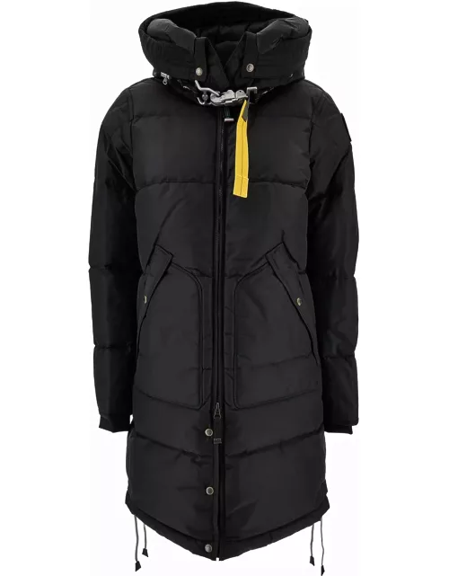 Parajumpers Long Hooded Down Jacket With Maxi Buckle In Polyamide Woman
