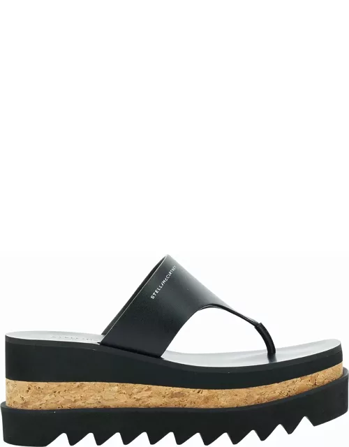 Stella McCartney Black Thong Sandals With Sneak-elyse Platform In Eco Leather Woman