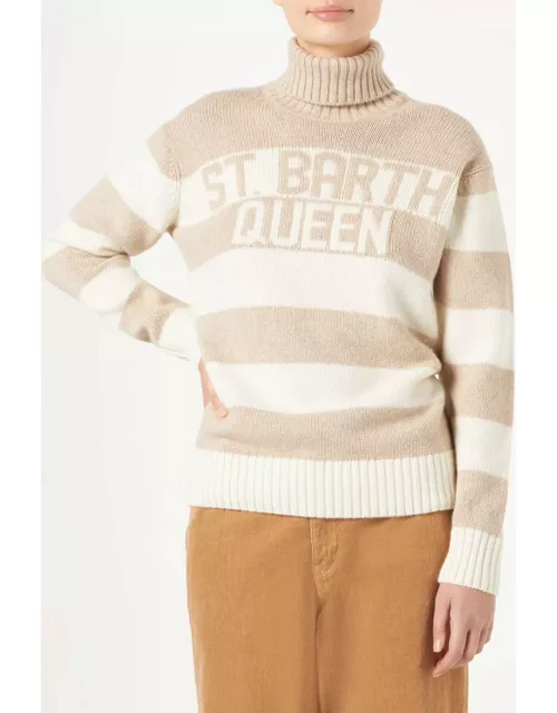 MC2 Saint Barth Woman Turtleneck Sweater St. Barth Queen Print