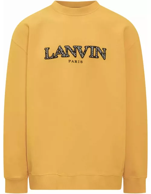 Yellow Sweatshirt With Embroidered Lanvin Curb Logo