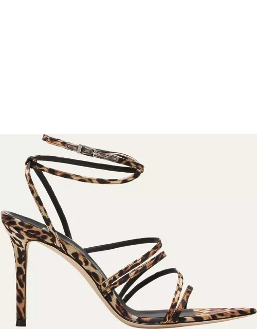 Silk Leopard Ankle-Strap Sandal