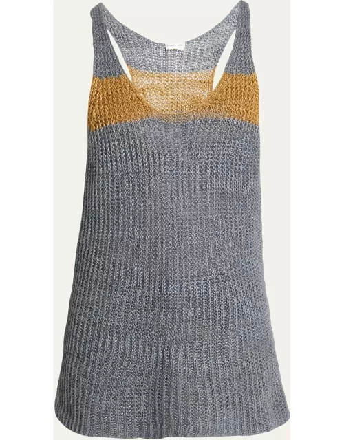Men's Loose Striped Linen Knit Tank Top