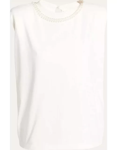 Journey Sleeveless Pearl-Embellished T-Shirt