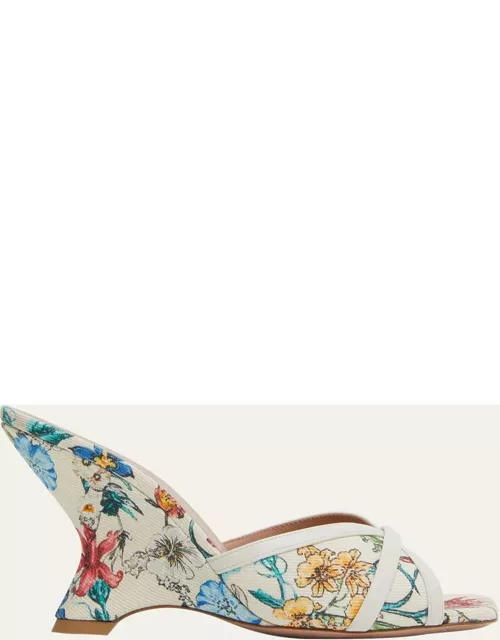 Perla Floral Wedge Slide Sandal