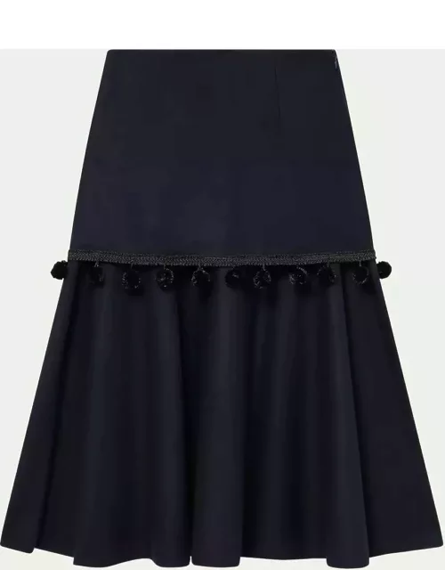 Serenade PomPom-Trim Wool Midi Skirt