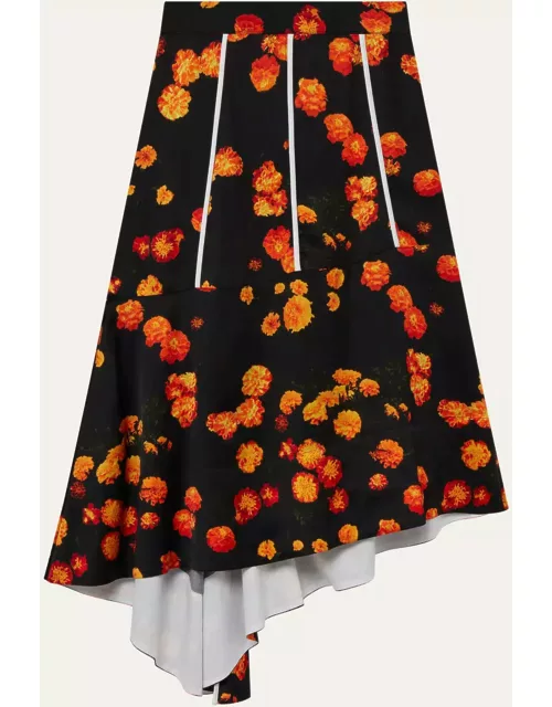 Hope Floral-Print High-Low Skirt