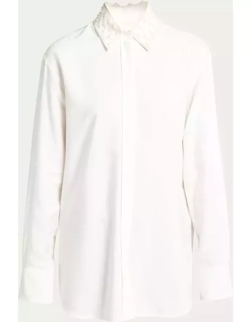 Journey Embellished Button-Front Boyfriend Shirt