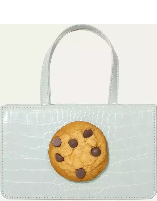 Small Cookie Croc-Embossed Top-Handle Bag