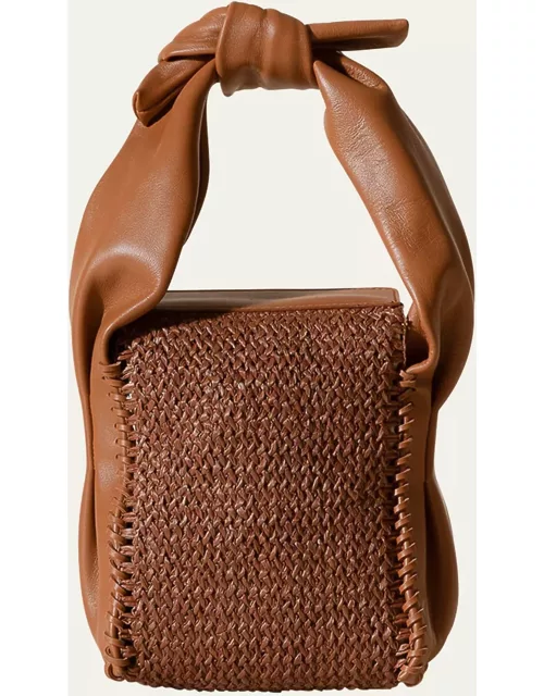 Molta Raffia & Leather Top-Handle Bag