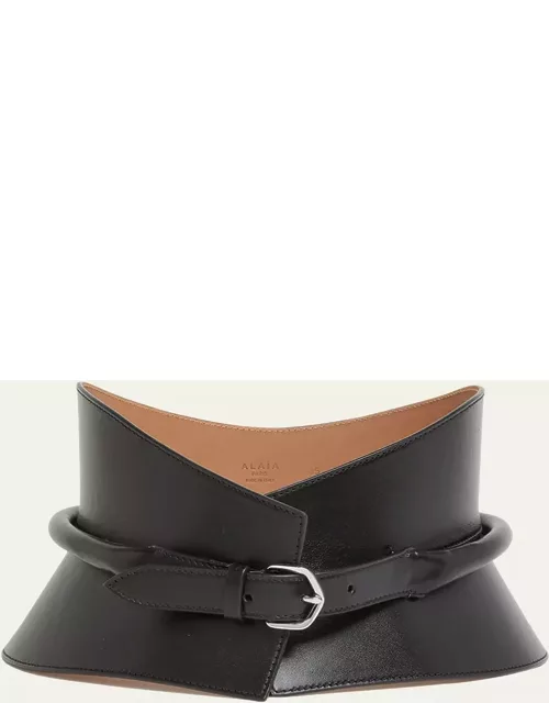 Wide Bustier Leather Buckle Belt