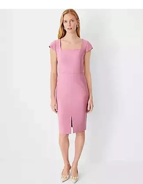 Ann Taylor The Scooped Square Neck Front Slit Sheath Dress in Bi-stretch - Curvy Fit