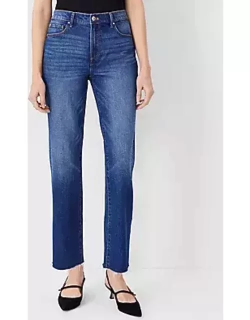 Ann Taylor AT Weekend Fresh Cut Mid Rise Straight Jeans in Dark Wash - Curvy Fit