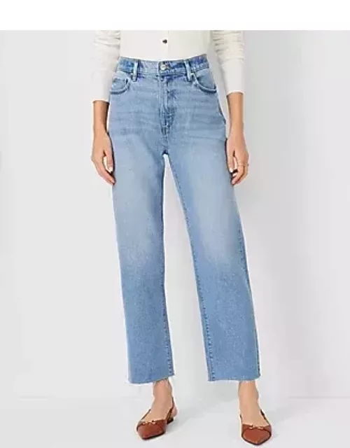 Ann Taylor Petite AT Weekend Fresh Cut High Rise Straight Jeans in Light Vintage Wash