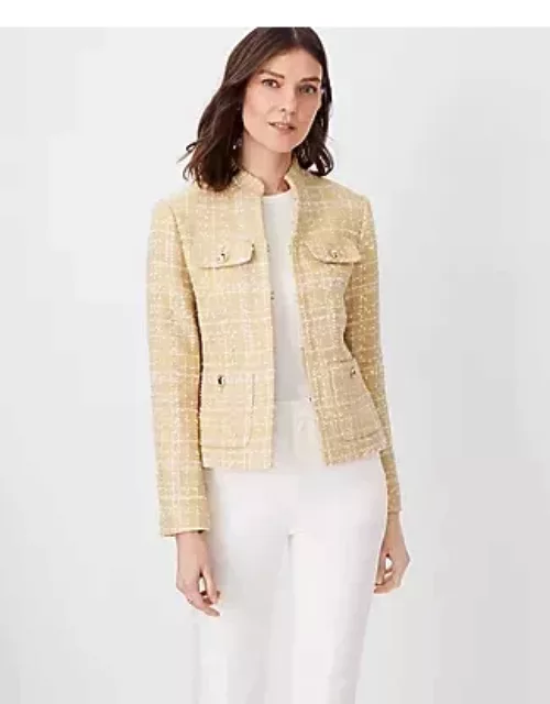 Ann Taylor Petite Stand Collar Tweed Jacket