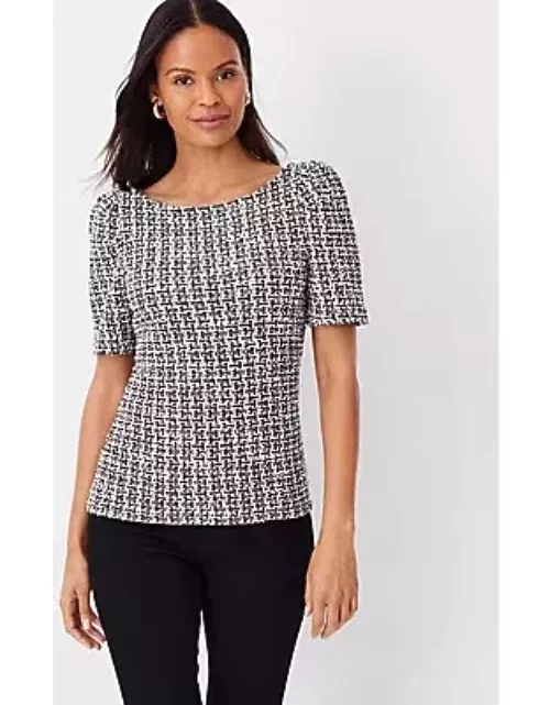 Ann Taylor Petite Boucle Puff Sleeve Top