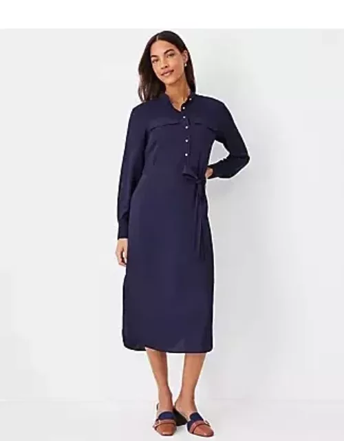 Ann Taylor Tall Stand Collar Belted Pocket Shirtdres