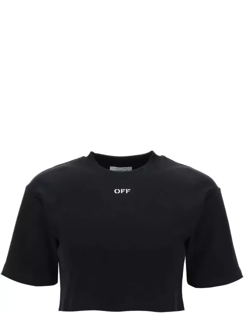 OFF-WHITE cropped t-shirt with off embroidery