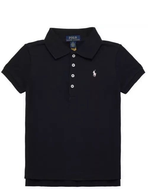 Navy cotton polo shirt with logo