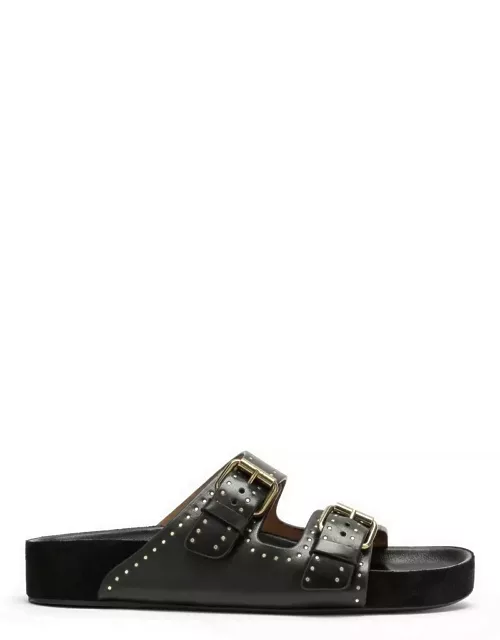 Black leather Lennyo sandals with buckle