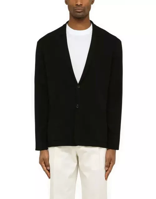 Black cotton single-breasted jacket