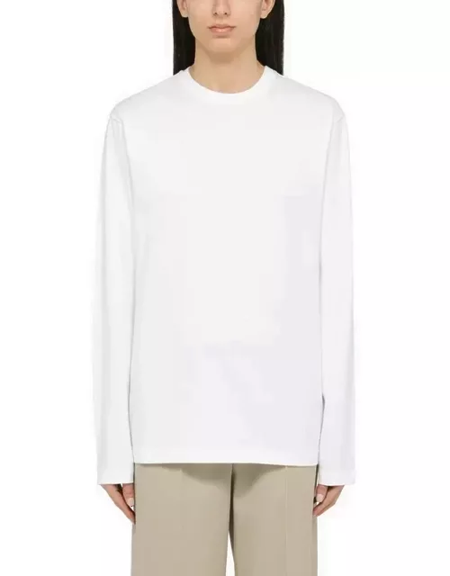 White cotton long-sleeved T-shirt