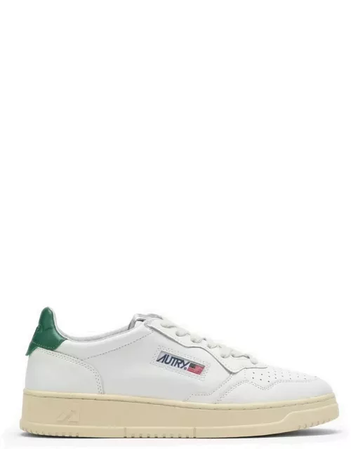 White/green leather Medalist sneaker