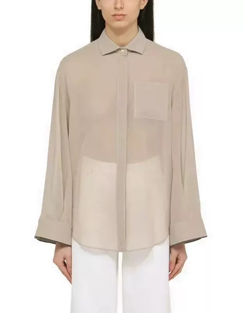 Semi-transparent beige cotton shirt