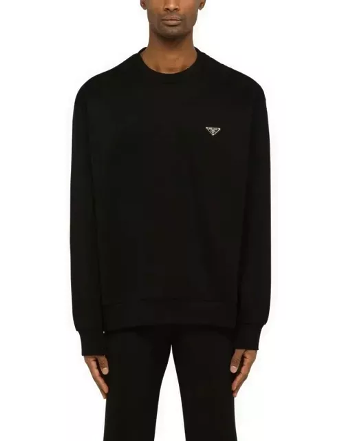 Black crewneck sweatshirt with triangle logo