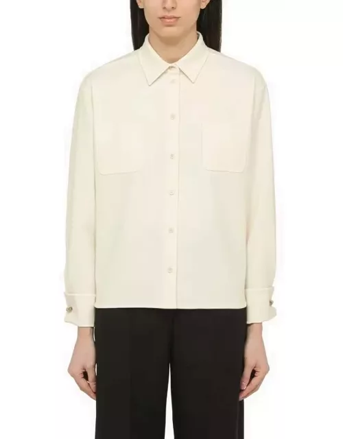 Ivory wool-blend shirt