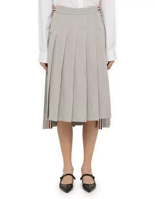 Grey cotton pleated midi skirt