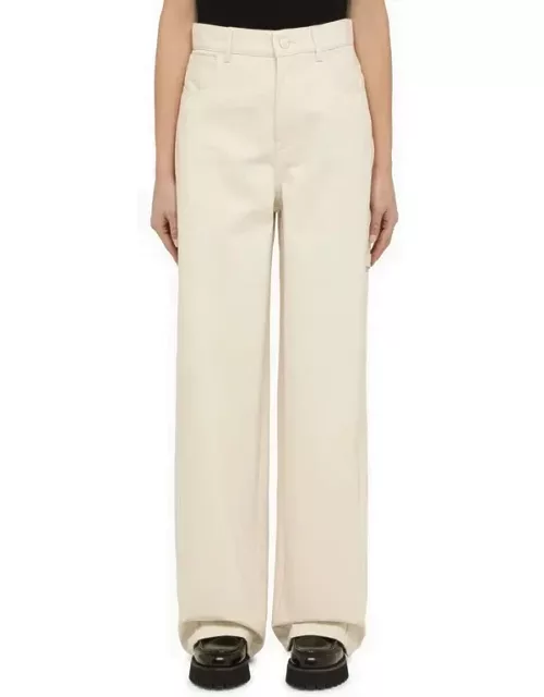 Ivory cotton wide trouser