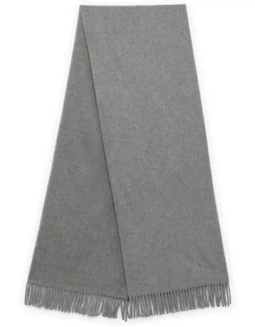 Ambroise Brodée grey virgin wool scarf
