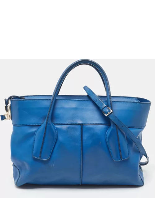 Tod's Blue Leather D-Cube Tote