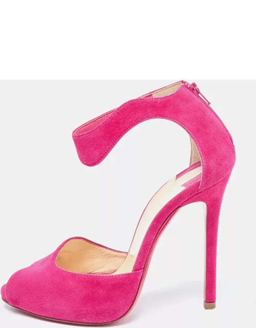 Christian Louboutin Pink Suede Ankle Strap Sandal
