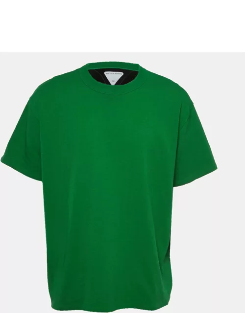 Bottega Veneta Green Cotton Double Layered Round Neck T-Shirt