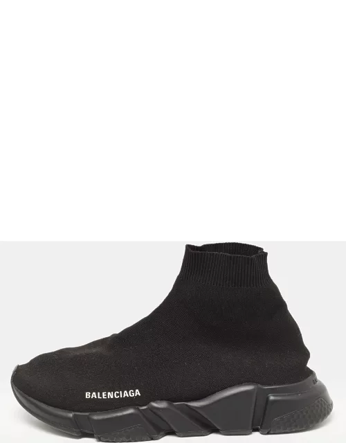 Balenciaga Black Knit Fabric Speed Trainer High Top Sneaker