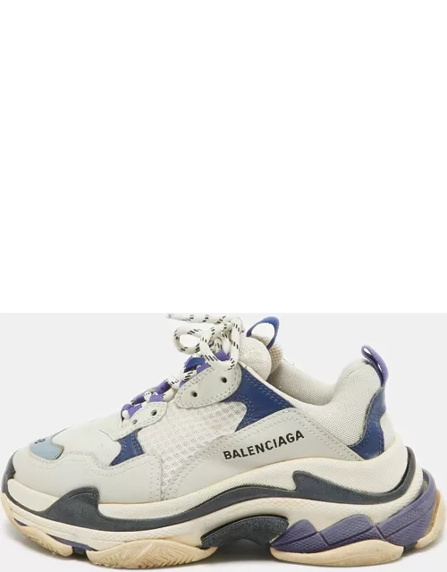 Balenciaga Tricolor Knit Fabric and Leather Triple S Sneaker