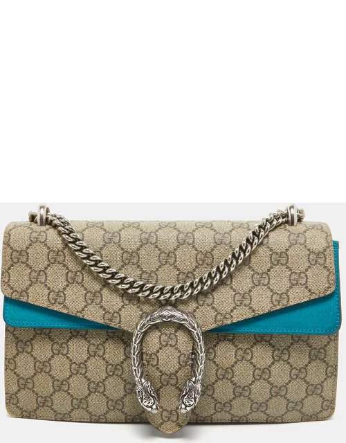 Gucci Beige/Blue GG Supreme Canvas and Suede Small Dionysus Shoulder Bag