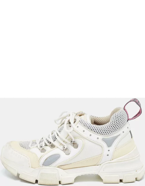 Gucci White Mesh and Leather Flashtrek Sneaker