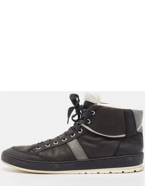 Dior Black/Grey Leather Homme Monochrome High Top Sneaker