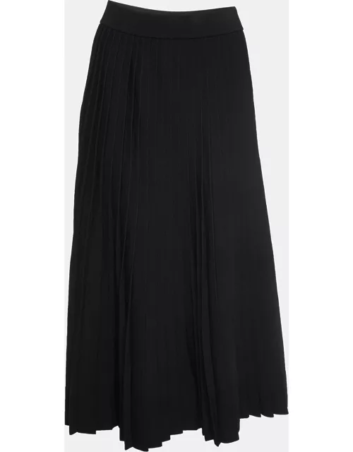 Balenciaga Black Knit Accordion Pleated Midi Skirt