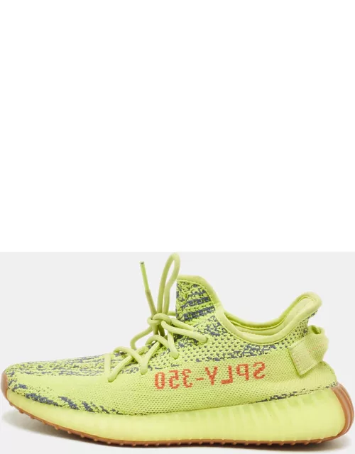 Yeezy x Adidas Yellow/Blue Knit Fabric Boost 350 V2 Semi Frozen Yellow Sneaker