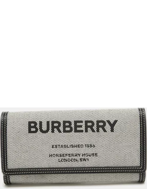Burberry Grey/Black Logo Canvas and Leather Halton Continental Wallet
