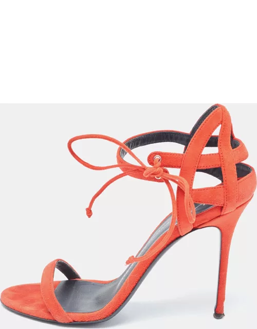 Giuseppe Zanotti Red Suede Ankle Strap Sandal