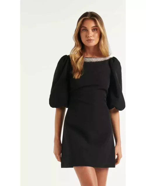 Forever New Women's Maisie Embellished-Neck Mini Dress in Black