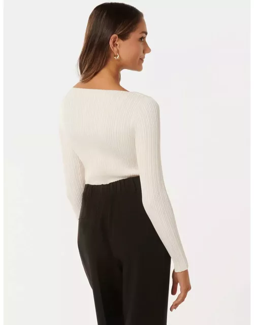 Forever New Women's Evie Petite Long-Sleeve Knit Top in Crea
