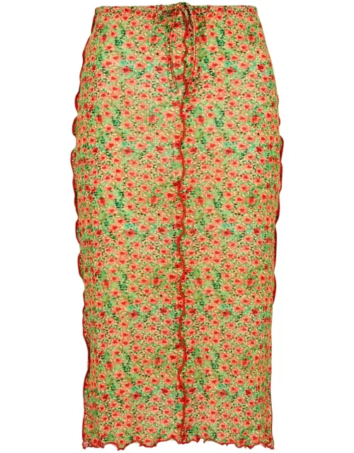 Siedres Joa Floral-print Jersey Midi Skirt - Multicoloured - L (UK14 / L)